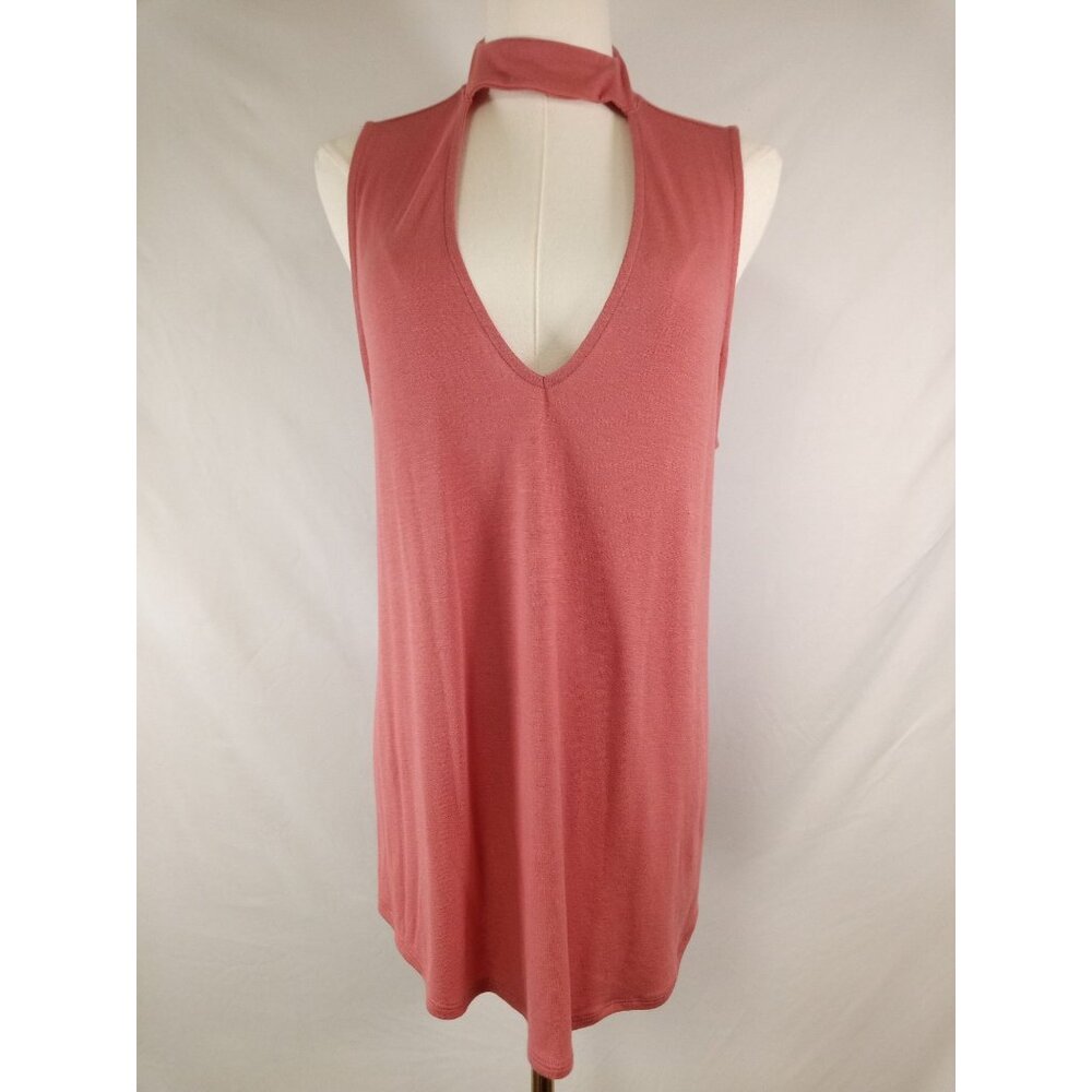 NWT Express Women's Pink Keyhole Sleeveless Tank Top Size Large